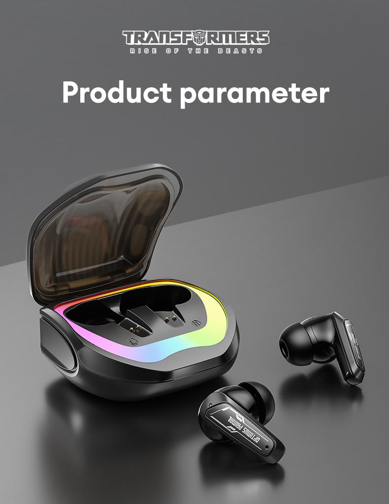 Transformers T35 Wireless Bluetooth Headphones Newly Bluetooth 5.4 Headphones RGB Color Atmosphere Light 360°Stereo Surround Sound Up to 36 Hours Battery Life