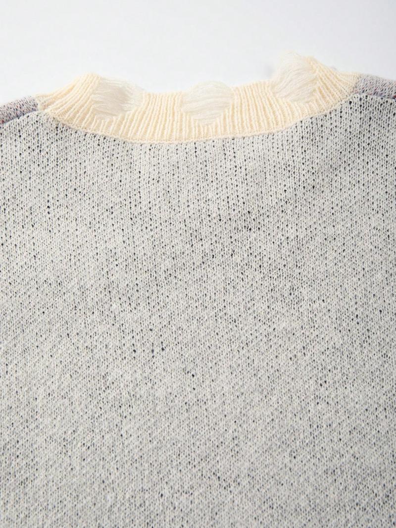 Men's New Casual Loose Fit Knit Sweater, Vintage Commuter Design, High Street Style, Long Sleeve Round Neck Pullover, Knit Tops