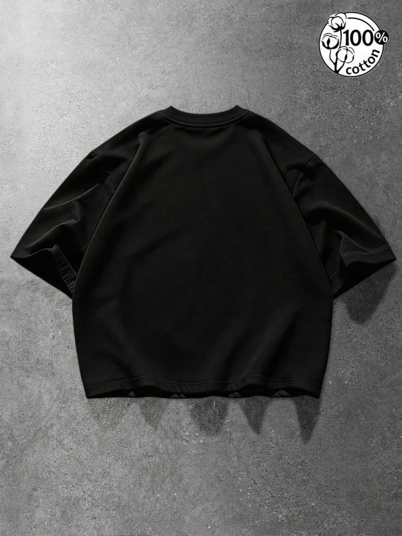 Unisex 100% Cotton Black Cropped Oversized T-Shirt | "FUTURE" Eye Print Gothic Y2K Alt Streetwear Casual Top Menswear