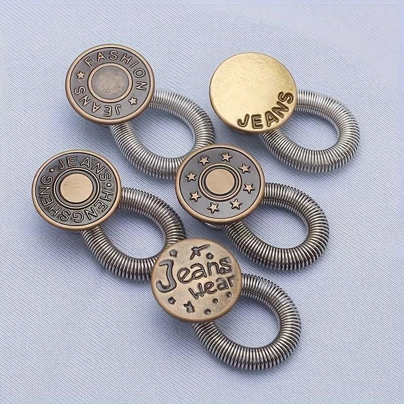 5pcs Fashionable Metal Button Waist Extenders, Adjustable & Stretchable for Women's Pants, Durable Metal with Star Engraving