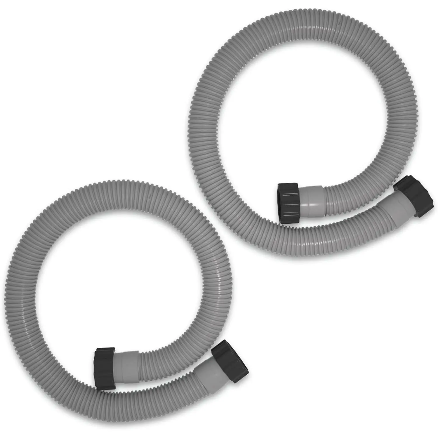 1.5" x 40" Pool Sand Filter Pump Hose Replacement, Pack of 2 | Above Ground Pool Filter Hoses with Ring Nut, Compatible with Intex Sand Filters, Saltwater Systems (1,500-2,500 GPH), Grey