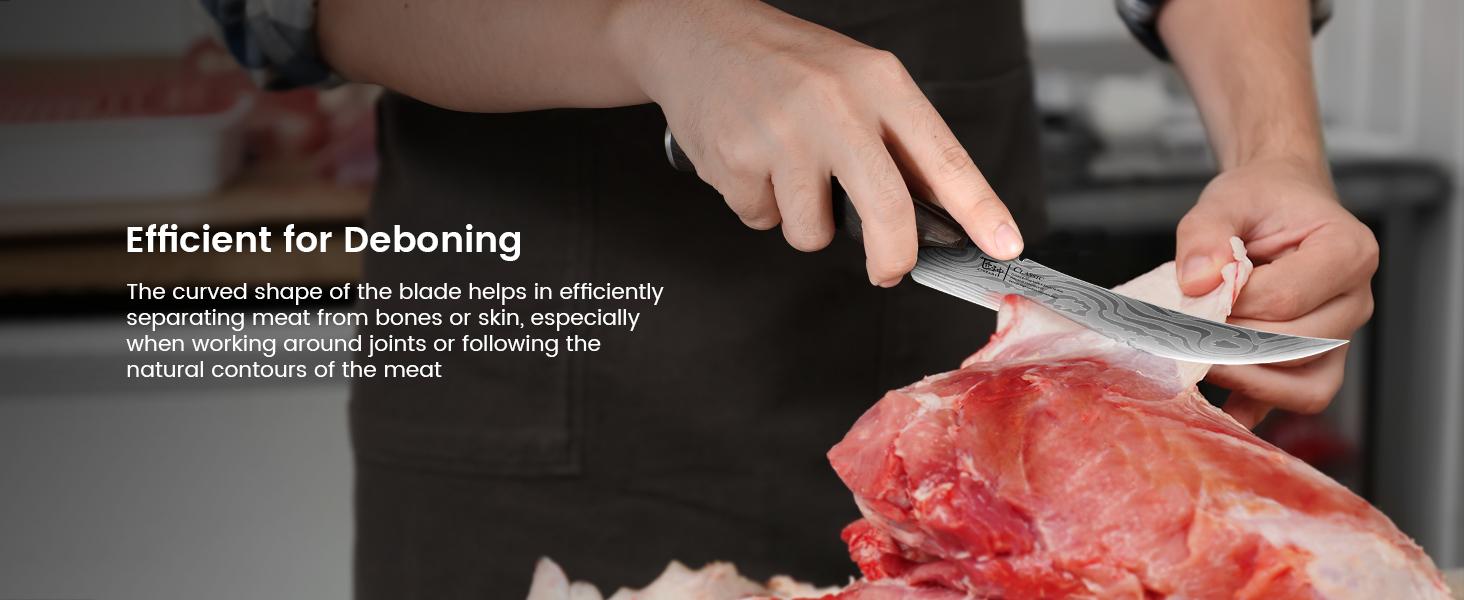 【TikTokShopSpringGlowUp】 SYOKAMI Boning Knife for Meat Cutting, 6.5 Inch Fish Fillet Knife with Wood Handle, High Carbon Razor Sharp Curved Blade Deboning Knife with Exquisite Box Ideal for Thanksgiving, Christmas Mother's Day Gift