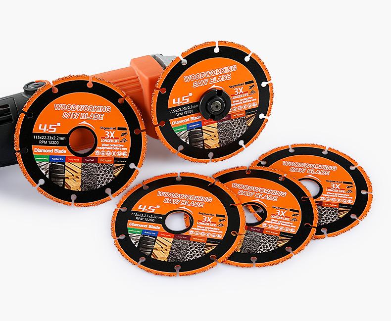 LOZLIN 2PCS 4.5" Diamond Saw Blades for Wood w/ Steel Nails, PVC, Hard Alloy - Multi-Material Angle Grinder Discs Anti-Kickback Teeth for Carpentry, Metal & DIY Power Tool