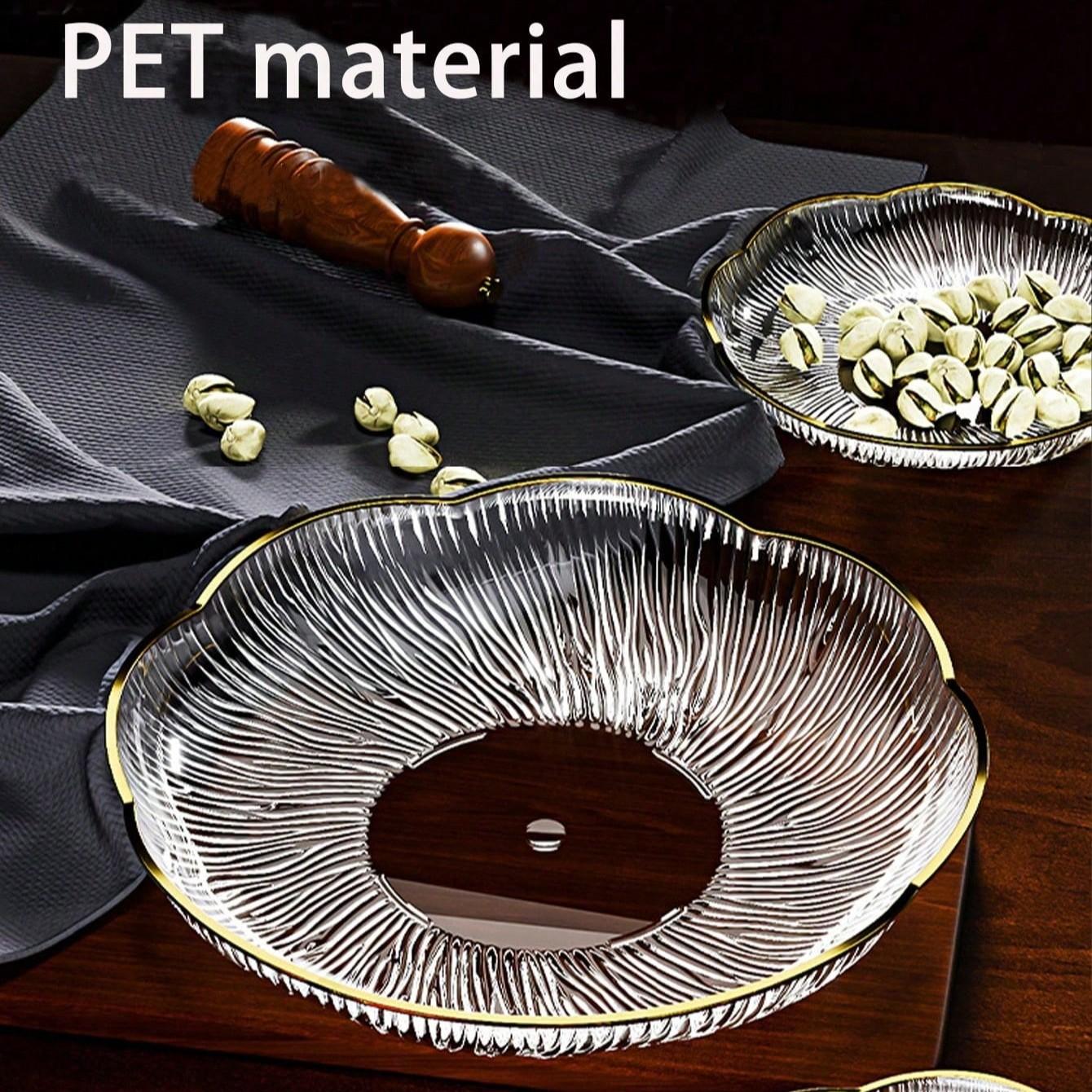 10pcs Plastic Plates with Golden Edges, Easy to Clean Reusable Dessert Snack Fruit Bread Hot Dog Steak Plates