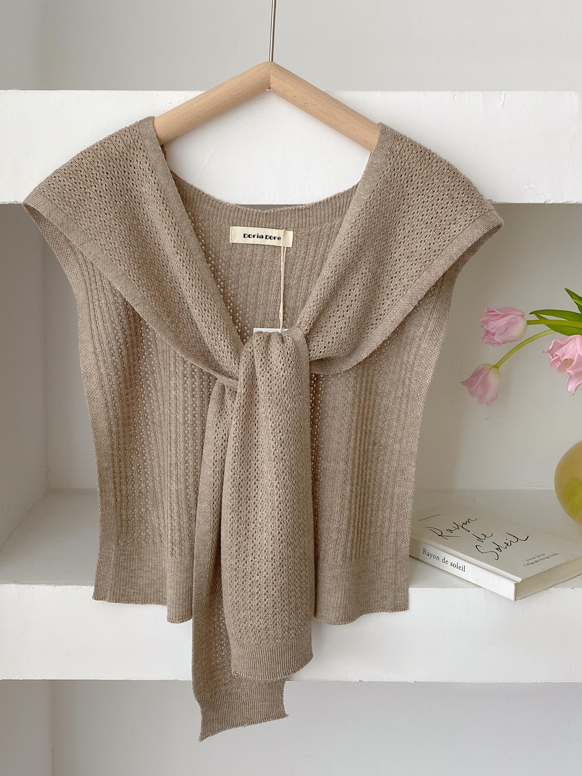 Women's Solid Color Open Front Cape Cloak Sleeve Knit Shawl, Casual Versatile Scarf for All Seasons, Fashion Knitwear Accessories for Women & Girls, Tops, Womenswear