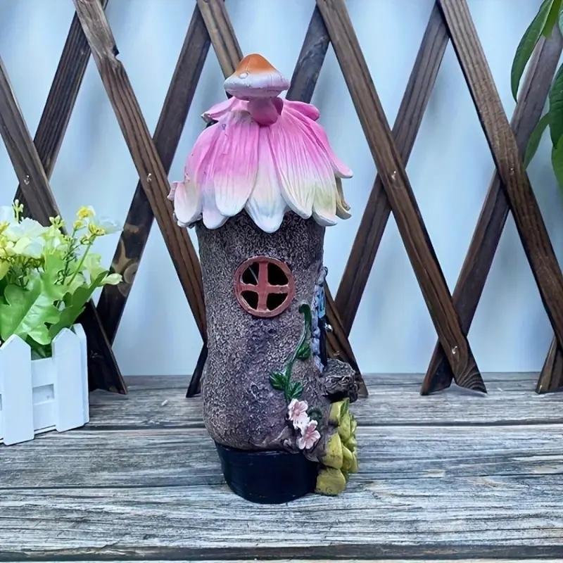 Outdoor Solar Boot House Resin Statue, Colorful Mushrooms, Flowers & Climbing Vine, Fairy Tale Garden Decor, Yard, Balcony, Lawn Ornament