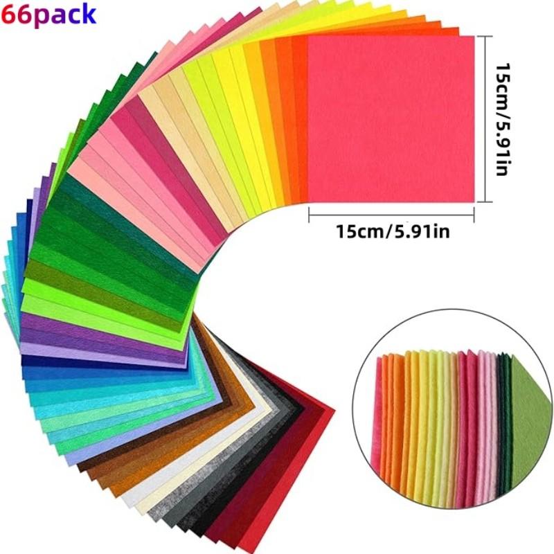 66pcs Thin Felt Fabric, Various Colors 10/15/20/30cm, Multi-Size Stiff Felt Cloth for Crafts DIY Sewing Projects Decoration Non-Woven Felt Material