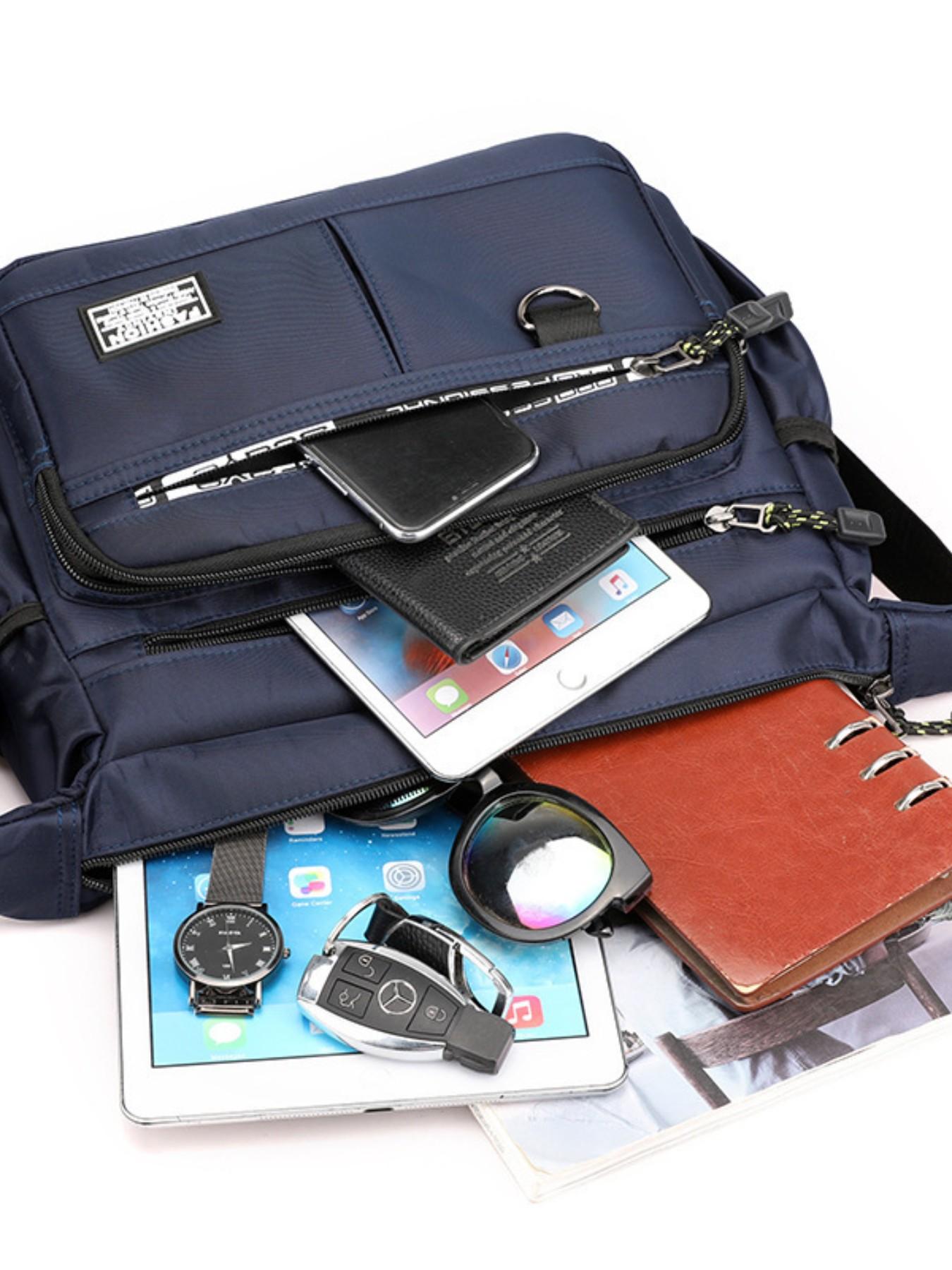 Large Capacity Men's Crossbody Bag, Durable Waterproof Multi-Pocket Business Shoulder Bag, Outdoor Commute Backpack for Men