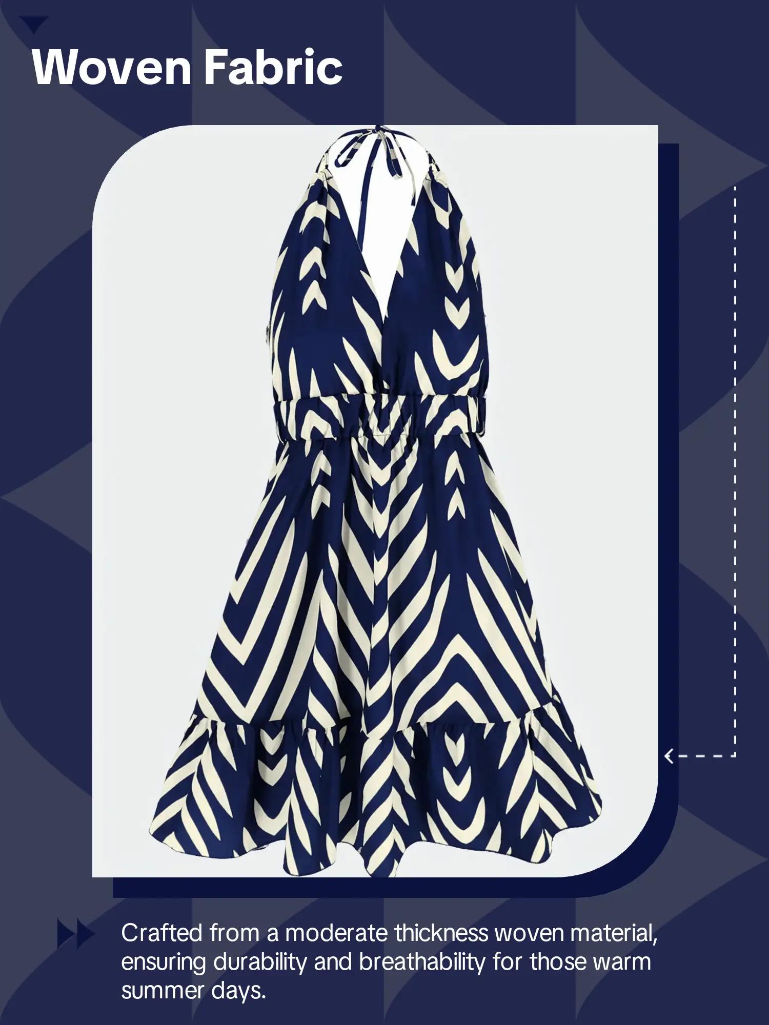 Women's Chevron Print Tie Back Dress, Fashion Casual Halter Neck Sleeveless A Line Dress for Daily Outdoor Wear, Dresses for Women, Women Dress for Summer, Casual Chic Sleeveless Womenswear