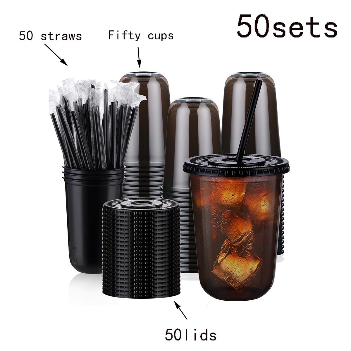 20/50 Sets 16 oz Clear Plastic Tumbler Cups with Lids and Straws, Disposable  Cold Drink Cups for Ice Coffee, Milk Tea, Smoothies, Party Activities,  Party Supplies - TikTok Shop