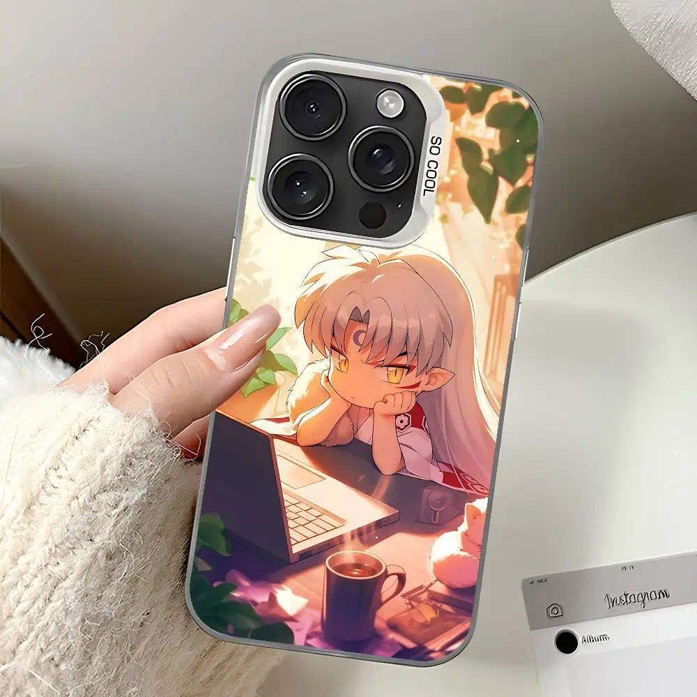 Cartoon Inuyasha Art High-Detail Silver Electroplated Shockproof Phone Case, Multi-Model Fit for iPhone 11-17 Pro Max/Plus & Samsung Galaxy S23-S25, iPhone & Galaxy Compatible Mobile Phone Accessory, Ios & Android