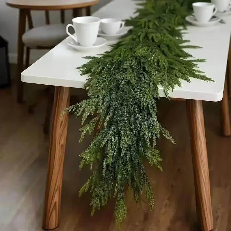 2/4pack 6ft/9ft Artificial Norfolk Pine Wreath, Real Touch Wreath for Desktop, Fireplace Mantel, Indoor Outdoor, Holiday Christmas Decorations