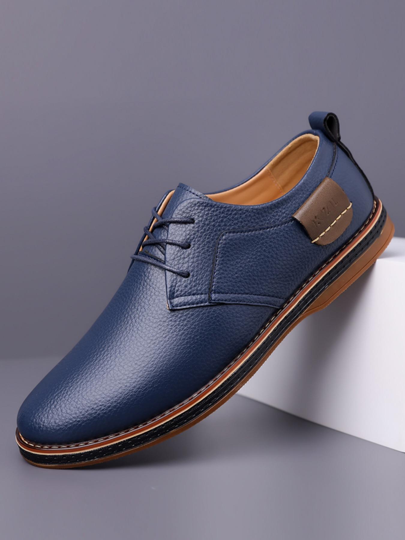 Men's Large Size Casual Closed Oxford Shoes, Business British Style Handmade Stitching Leather Shoes, All Season Formal Office Work Men's Footwear, Formal Oxfords