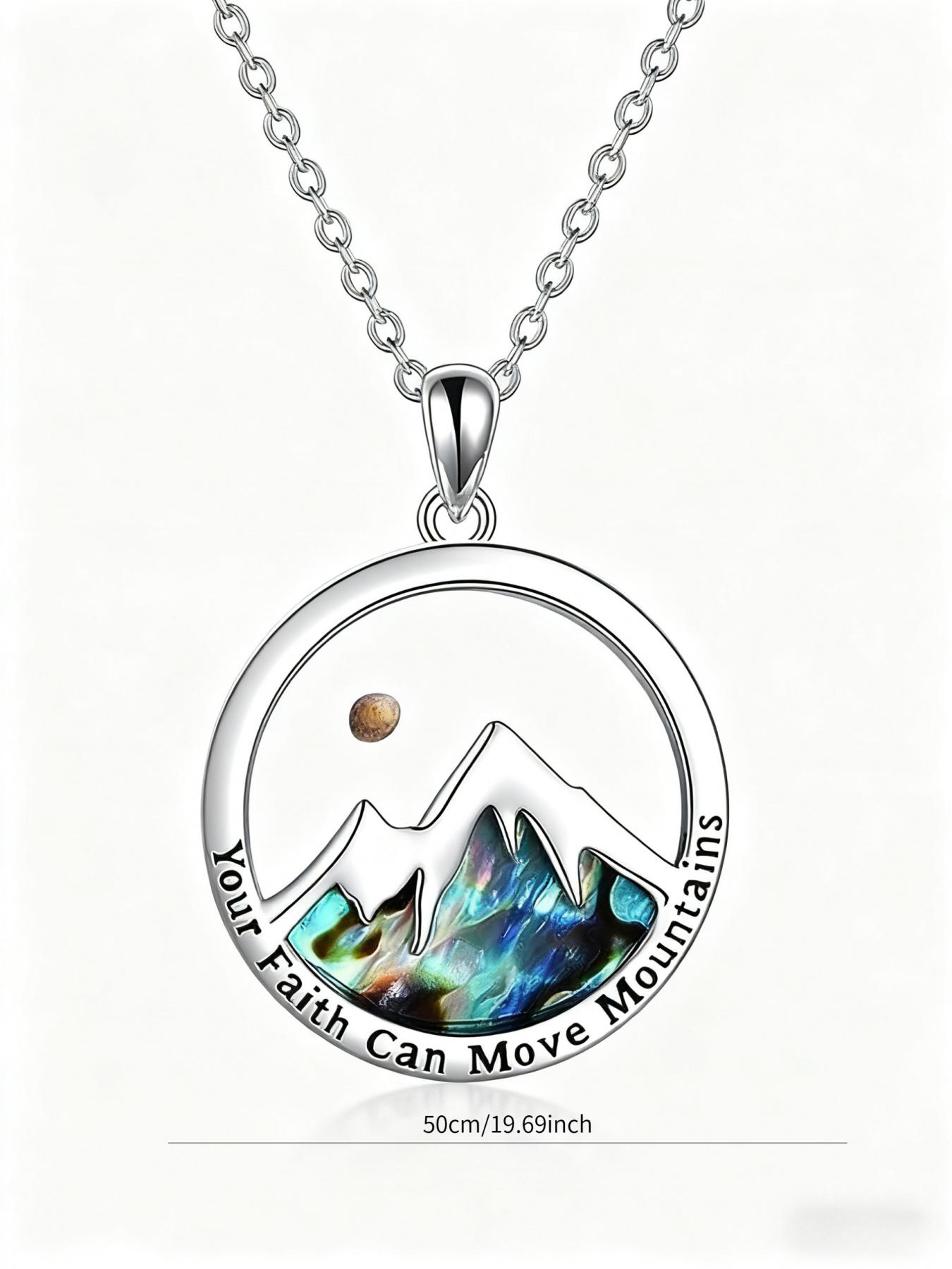 Silver Color Mountain Pendant Necklace, Inspirational Quote Jewelry, Unisex, Daily Wear & Gift, Elegant Alloy Chain