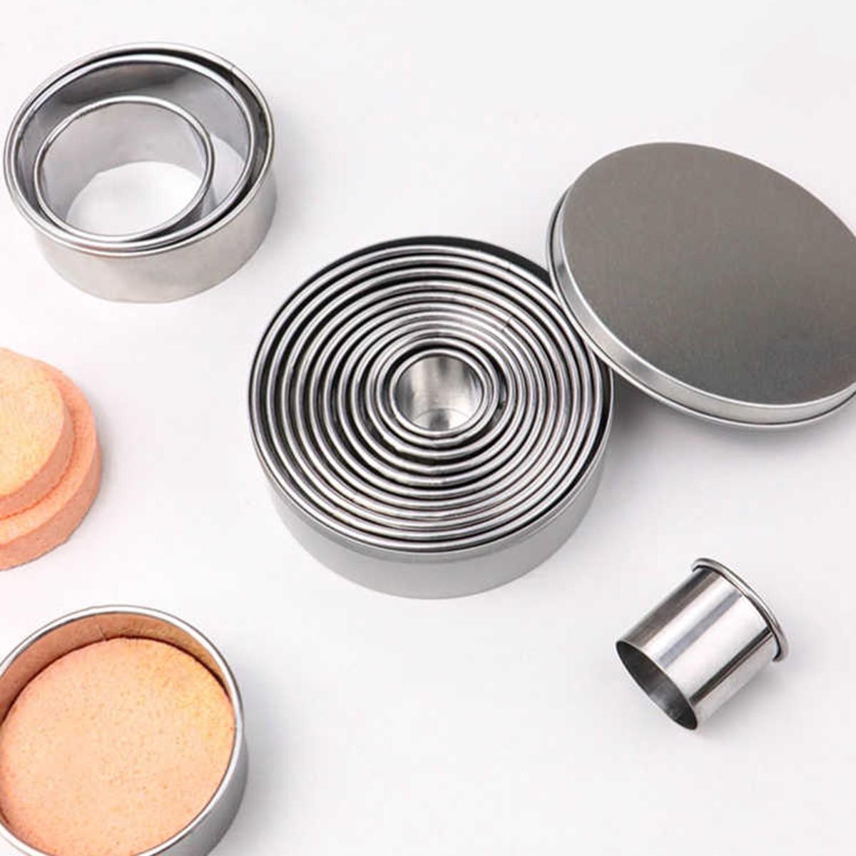 11pcs, Cake Mold Rings, Stainless Steel Mousse Cake Ring, Round Cookie Cutters, Donut Doughnut Pancake Molds, Baking Tools for Mini Cake, Kitchen Gadgets, Kitchen Accessories, Home Kitchen Items Gift Package