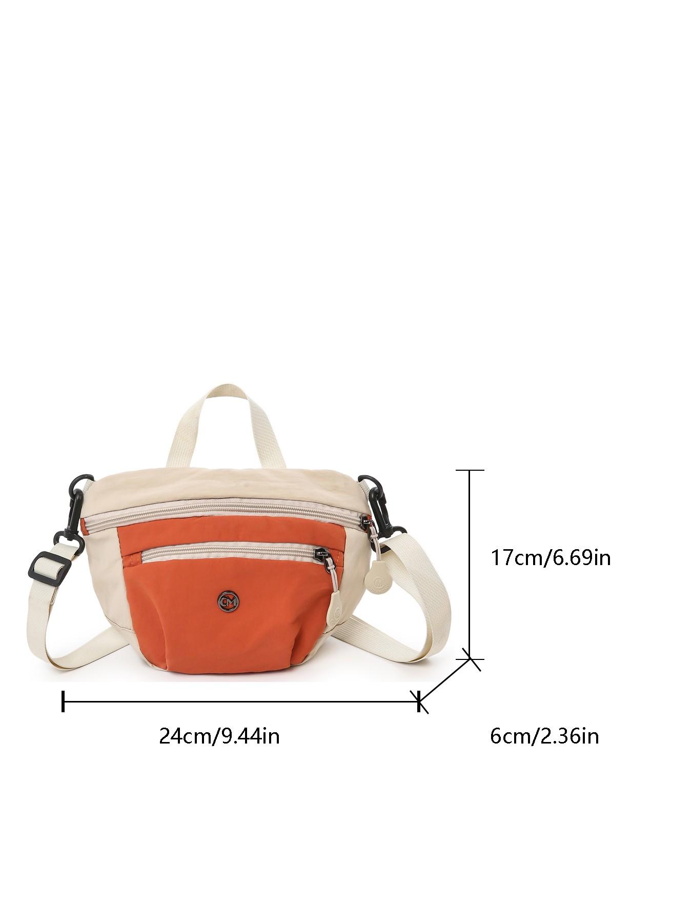 Unisex Nylon Satchel Bag, Colorblock Design, Lightweight Casual Shoulder Crossbody Bag, Ideal for Outdoor Shopping & Daily Use