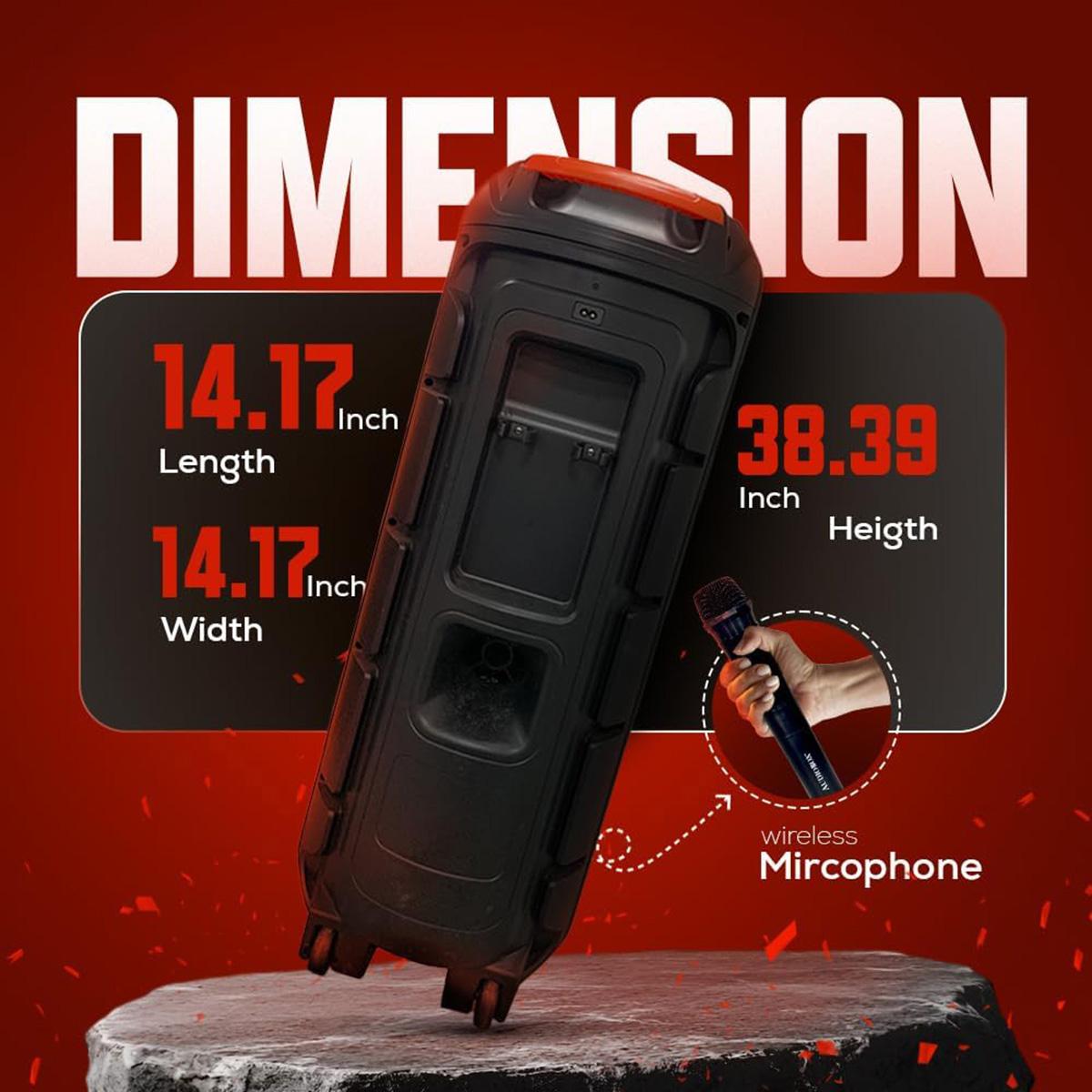 Powerful Bluetooth Party Speaker Dual 12" Woofer Portable Rechargeable Stereo Wireless Speaker With LED Lights FM Radio Wireless Microphone Karaoke Machine Audio