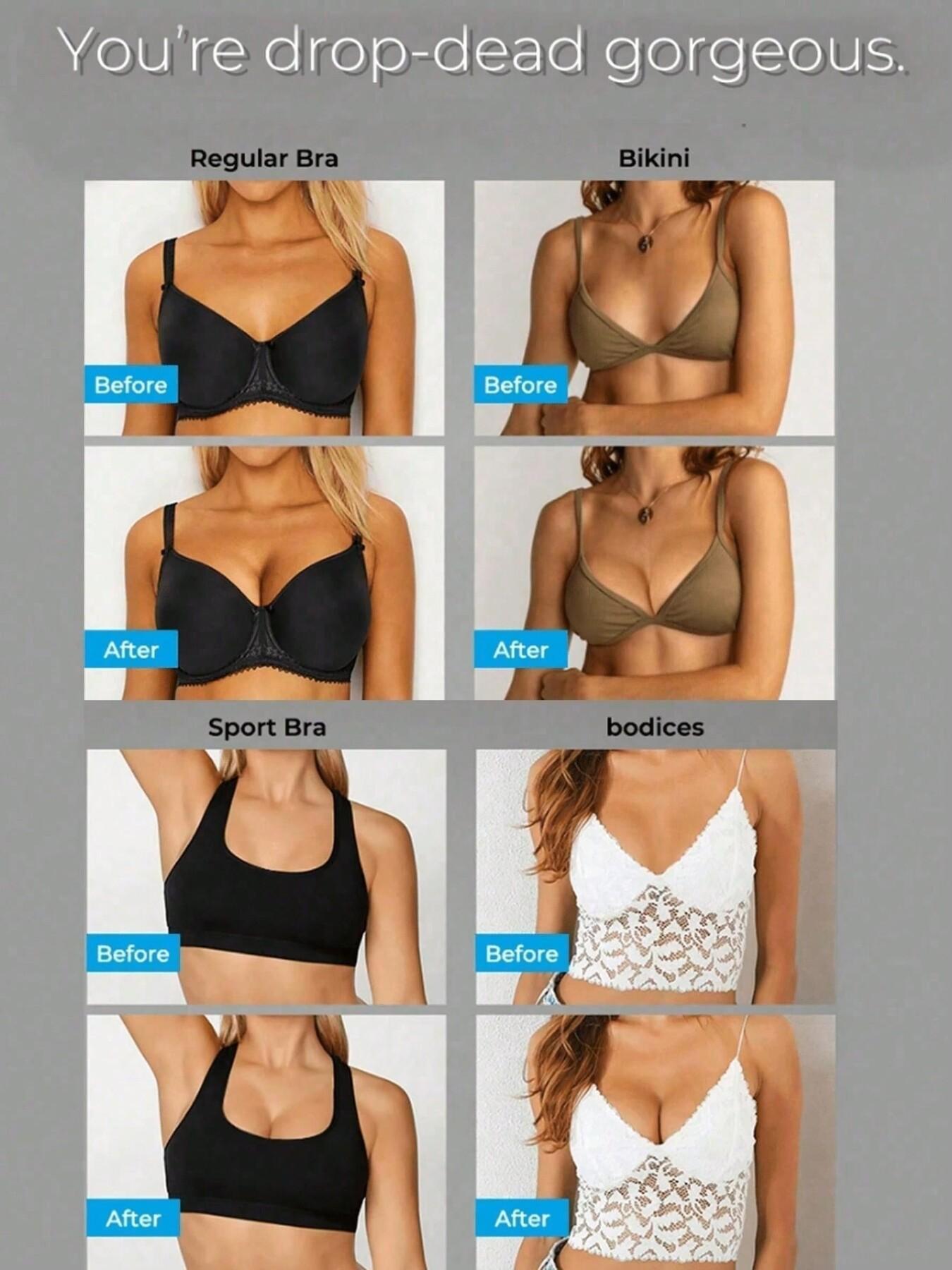 Women's triangular double-sided bra pad inserts, thick nipple covers, invisible and stay in place, double-sided adhesive nipple pads, double-sided self-adhesive, super strong stickiness, makes small breasts look bigger, gathers, prevents nipple show-throu