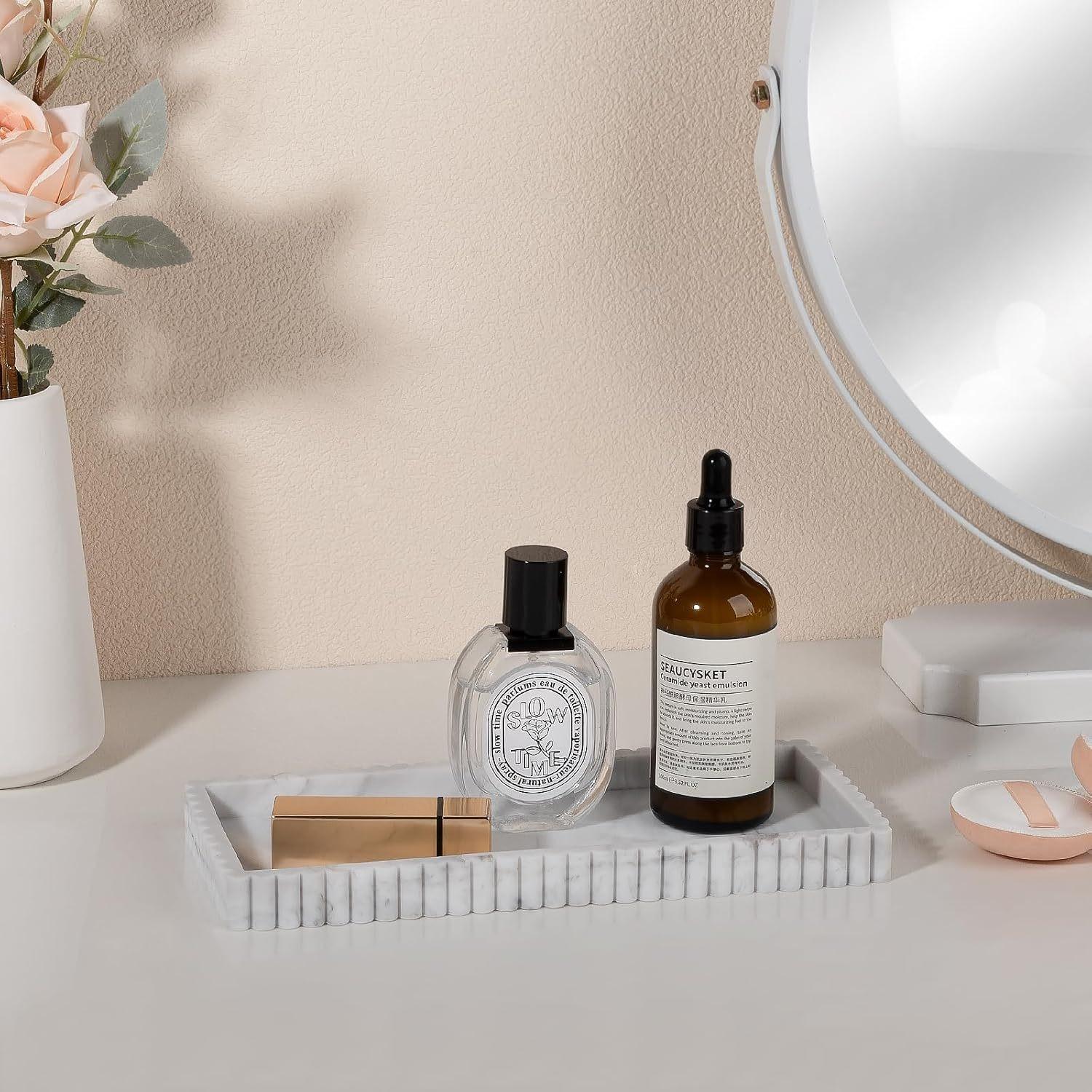 Square Storage Tray for Bathroom, Kitchen, Living Room, Vanity, Key, Cosmetics, Ring Holder, Decorative Edge Design