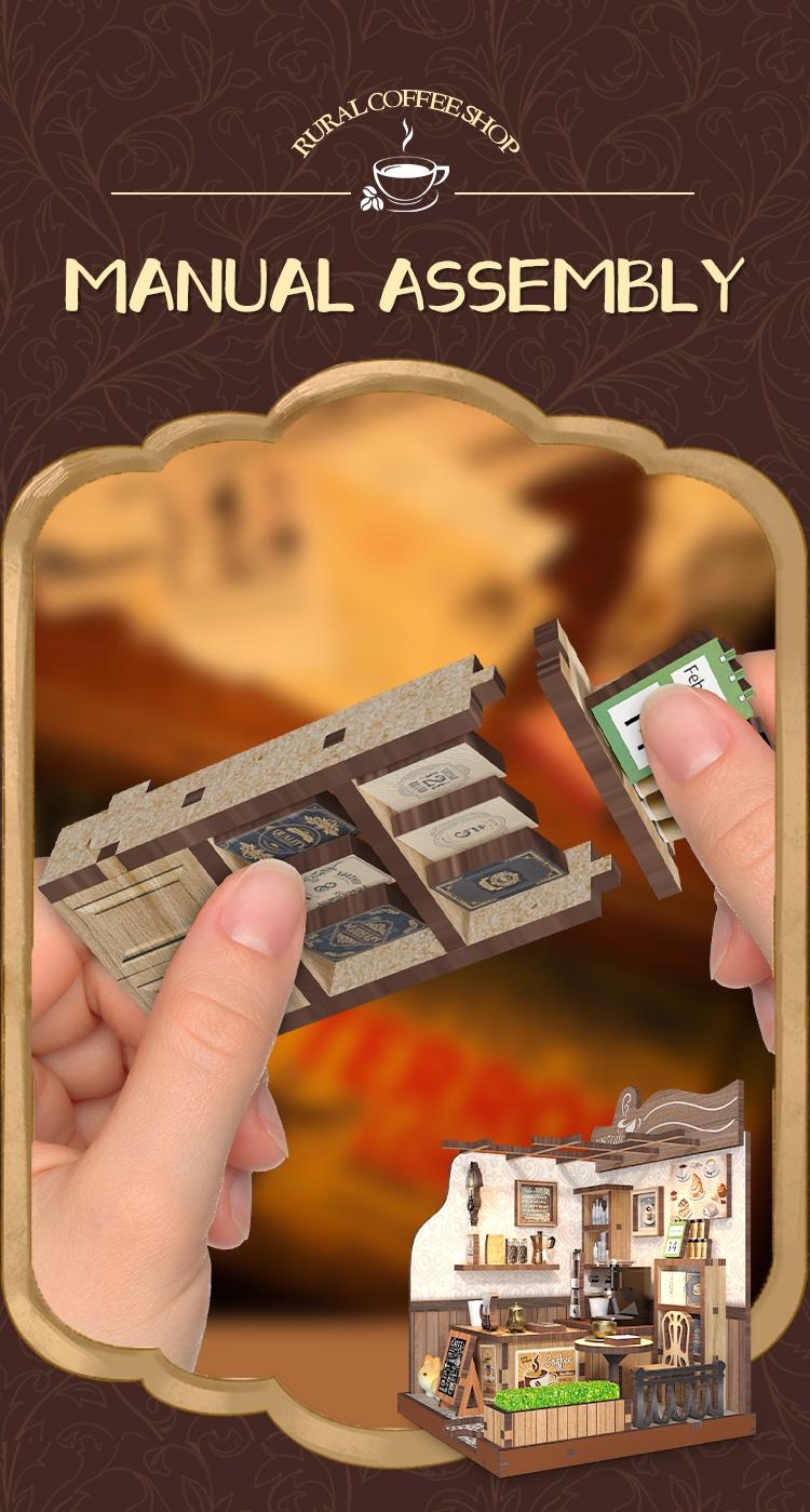 DIY Miniature House Model Kit, Handmade Coffee Shop Building Set, 3D Puzzle Toy for Ages 14+, Home Decor & Creative Gift Idea