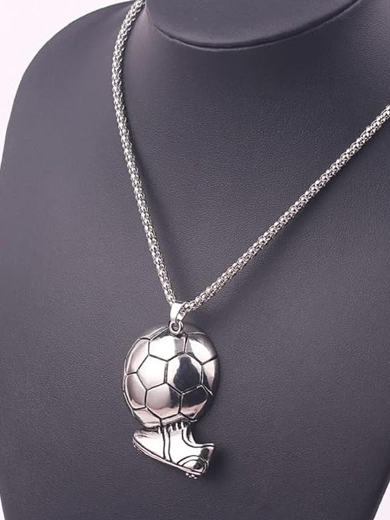Spiritrain Soccer Ball Pendant Necklace, Stainless Steel Dainty Charm, 3D Soccer Sneaker Jewelry, Sports Lover Gift, Hip Hop Fashion