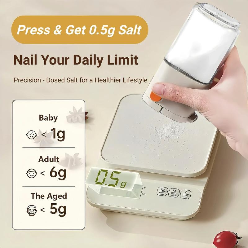 Precision 0.5g Measuring Salt and Pepper Shakers - Dual Spout Design for Kitchen & Camping, Perfect for Seasoning Control Spice Dispenser Bottle Utensils Black, Versatile Use, Durable Convenience Food Easy To Clean saltshaker White