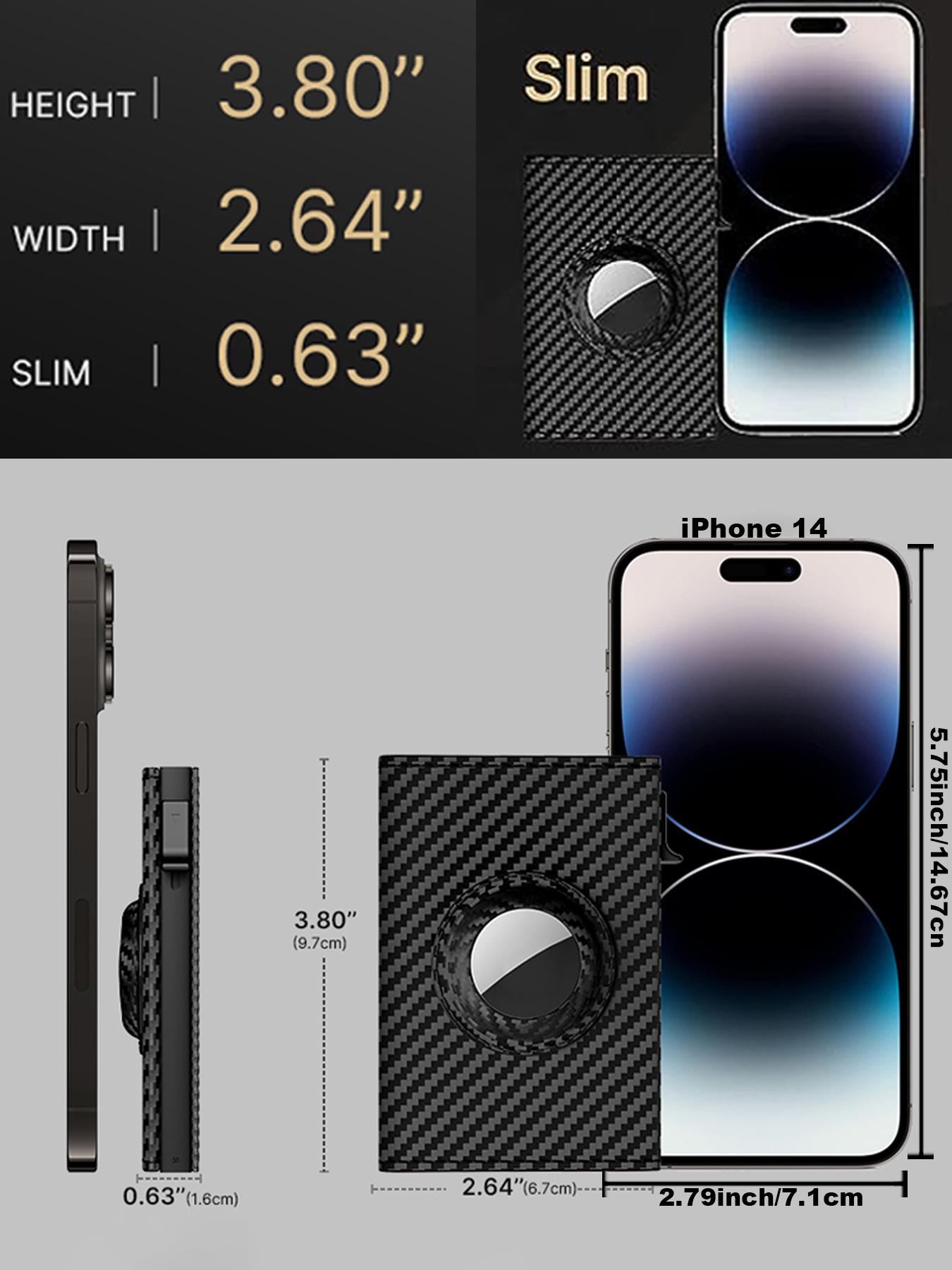 Men's Smart Wallet for AirTag: Leather/Carbon Fiber, RFID, Slim (9-14 Cards), ID/Cash Slot (AIRTAG NOT INCLUDED) wallet men Business Minimalist Bifold SpringStatements