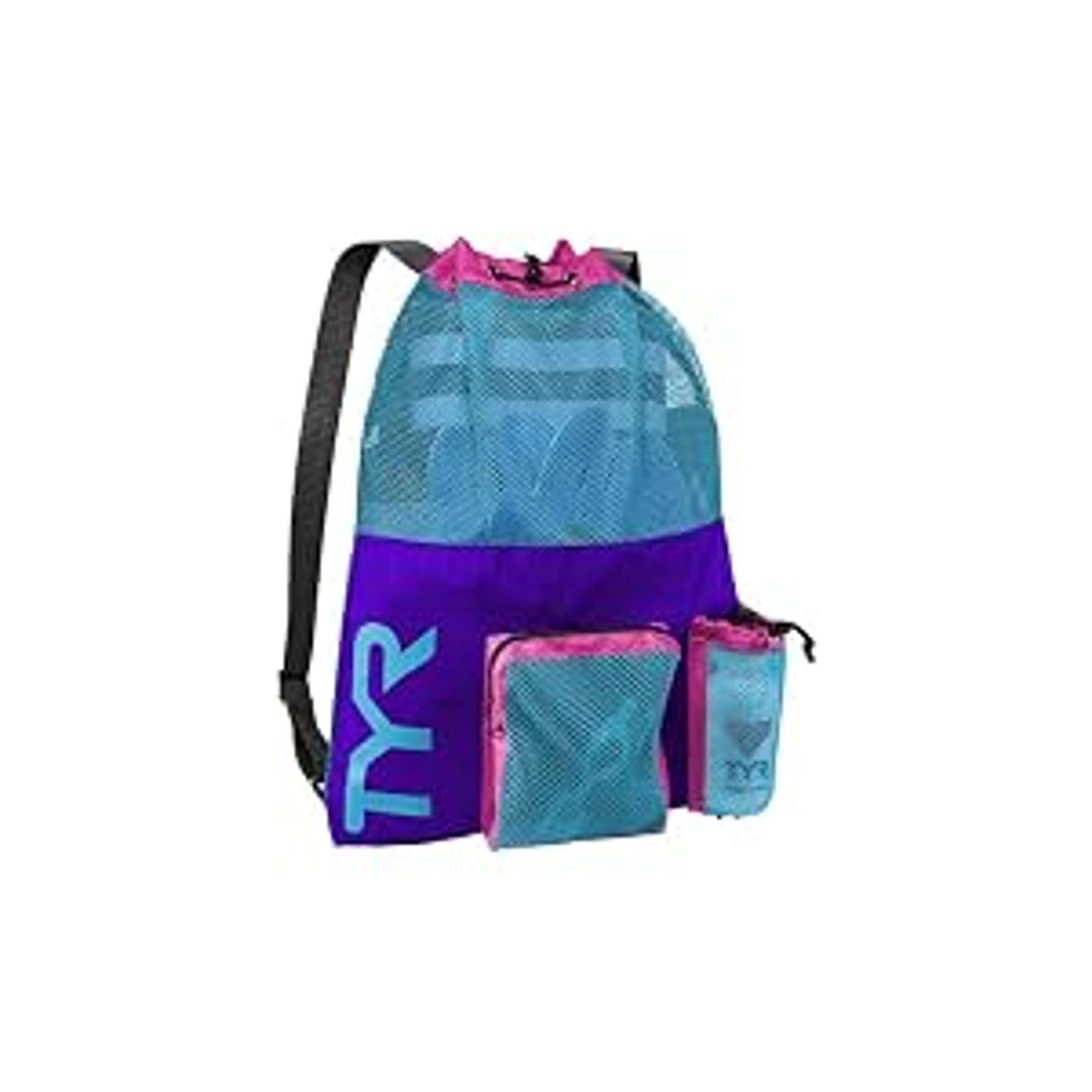 Big Mesh Mummy Backpack for Swim, Gym and Workout Gear, Black, 40-Liter Capacity - Heavy-Duty Mesh Backpack with Ventilated Wet/Dry Compartment, Perfect for Athletes and Travelers