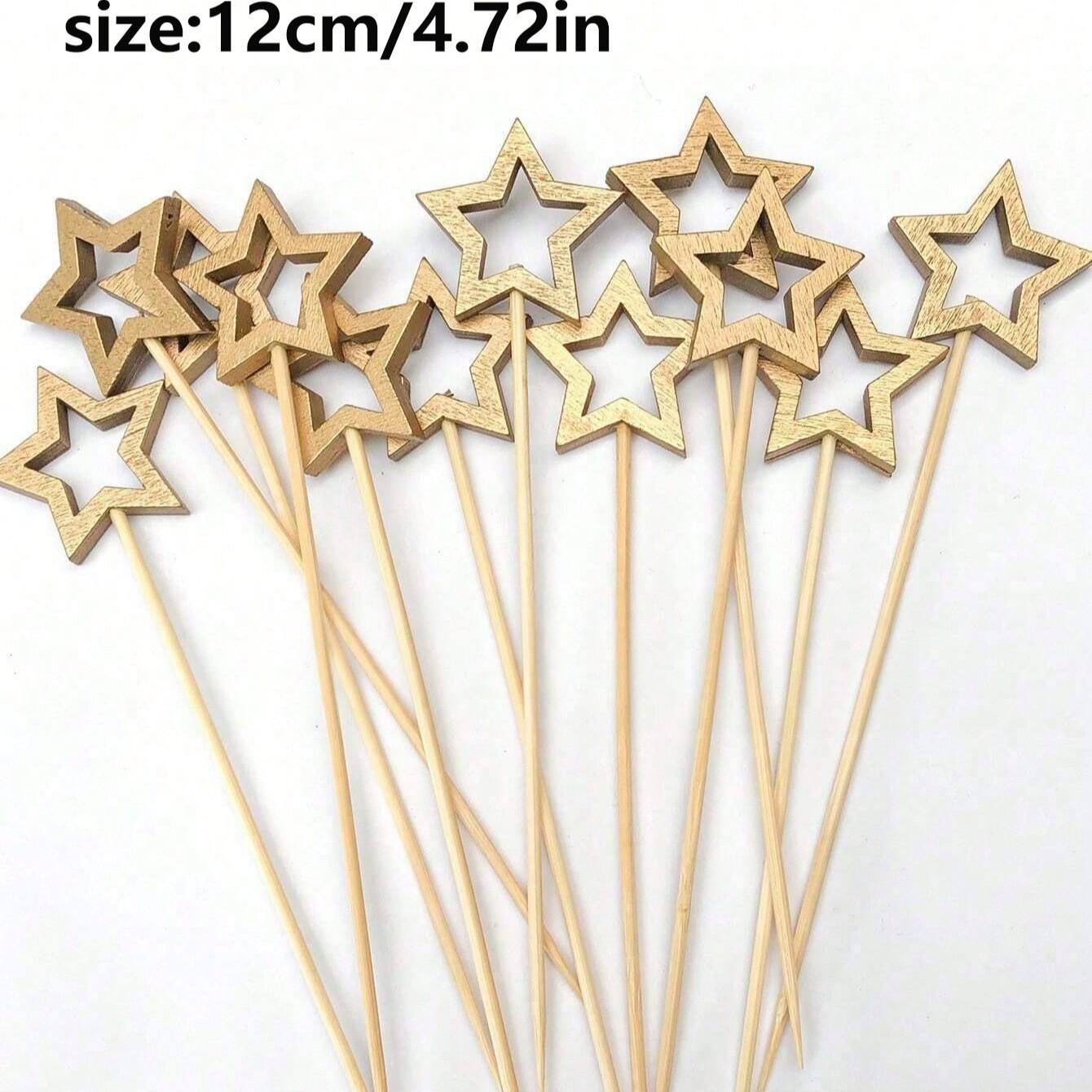 20/50pcs Star Bamboo Skewers, Fruit Decorative Sticks, Cake Decorating Tools, Holiday Party Supplies, Outdoor Camping Essentials