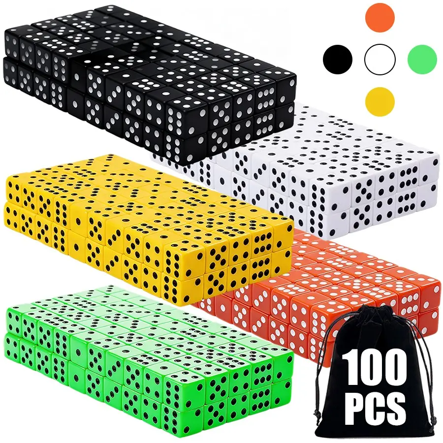 100pcs 8mm Small Square Corner Dice with Storage Bag, Perfect for Tabletop Games, Party Activities, Leisure Games, DIY Craft Props