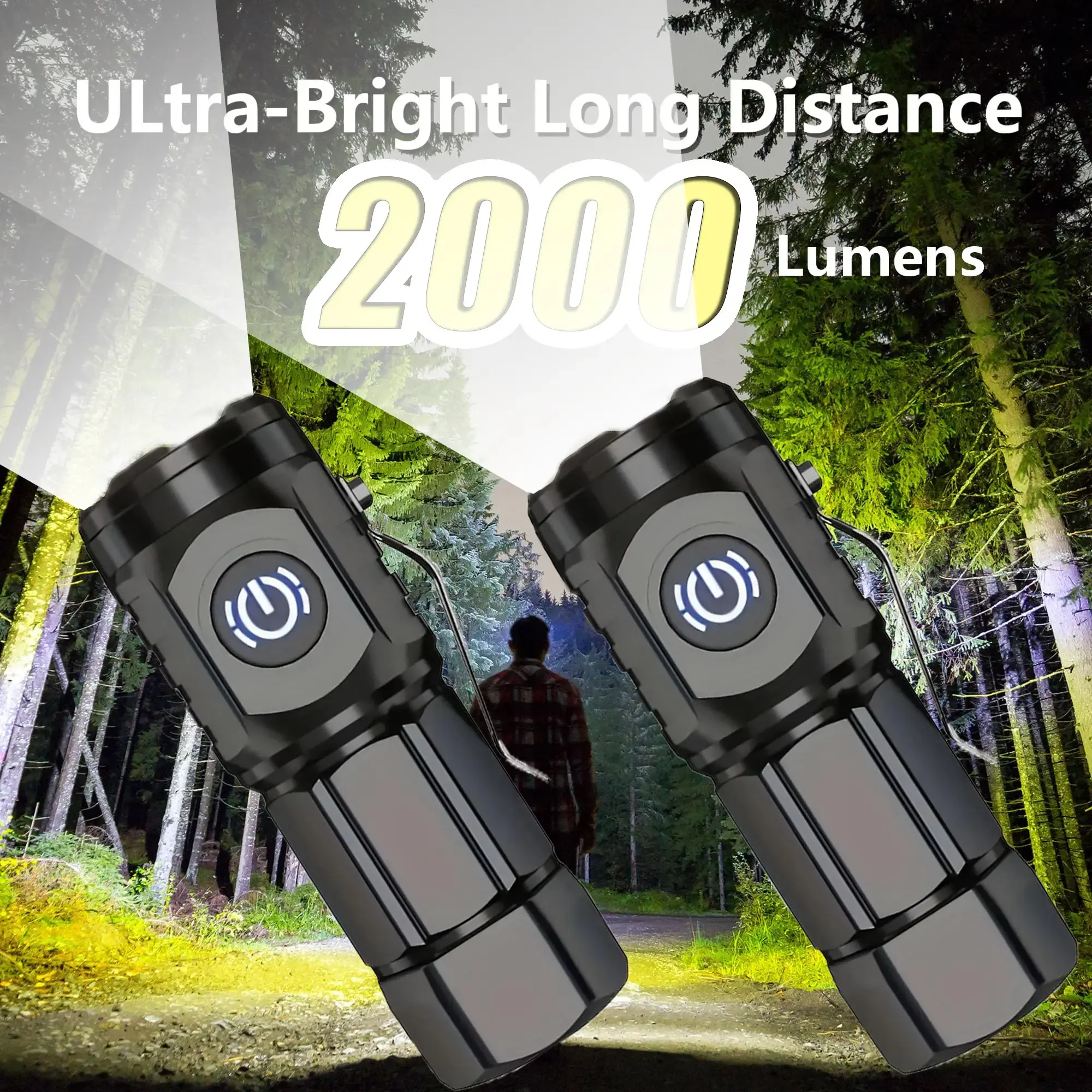 Adjustable Flashlights - 3000Lumens Concentrated, Size, 5 Rechargeable Waterproof, Belt Clip & Mount, Rugged Body, Outdoor Camping Gear for Home Emergency Use