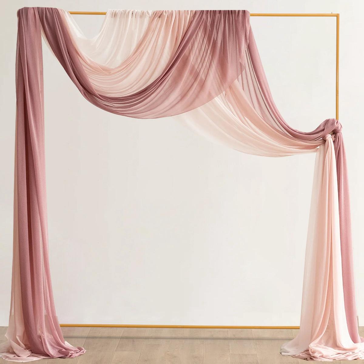 6.6FTx6.6FT Gold Wedding Arch Backdrop Stand Square Metal Rectangular Arch Frame for Ceremony Party Birthday Bridal Baby Shower Anniversary Arbor Balloon Decoration
