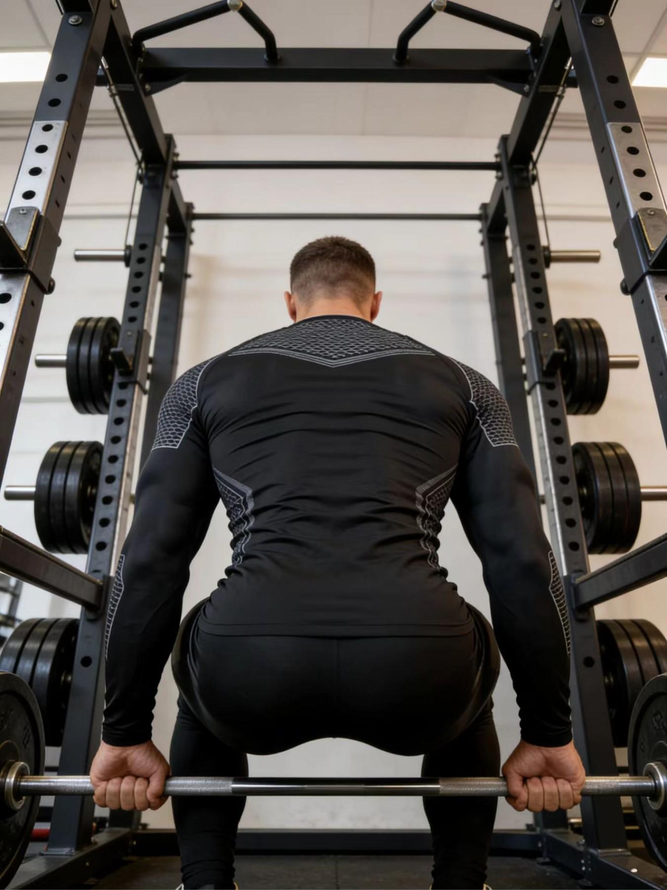 Men's Batman Sports Long Sleeve High Stretch Quick-Dry Fitness Tight Fit Running Ironing Essential, Sporty Style, All over Print, High Performance Activewear, Gym Athletic Clothes, Athletic Tops