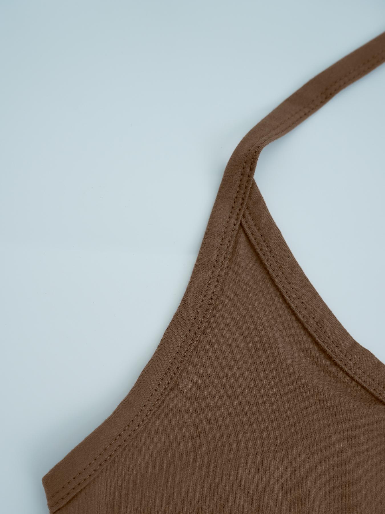 Women's Casual Fashion Sports Low Back V Neck Sexy Plain Color Fall Winter Inner Layer Sleeveless Tank Top, Sexy Style, All Seasons