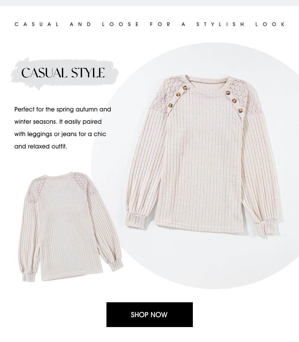 EVALESS Women’s Fall Pullover Sweater Long Sleeve Crewneck Lace Patchwork Loose Fitted Casual Cute Trendy Tunic Sweaters Tops 2026 Womenswear Outfits