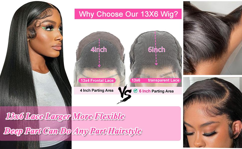 Bling Hair Straight 13x6 Hd Lace Front Wigs Human Hair 180 Density 13x4 Transparent Lace Frontal Wigs with Baby Hair Natural Hairline Long Straight for Black Women Natural Color FallFreshness