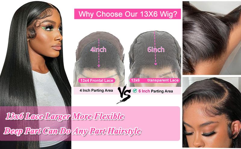 Bling Hair Straight 13x6 Hd Lace Front Wigs Human Hair 180 Density 13x4 Transparent Lace Frontal Wigs with Baby Hair Natural Hairline Long Straight for Black Women Natural Color FallFreshness