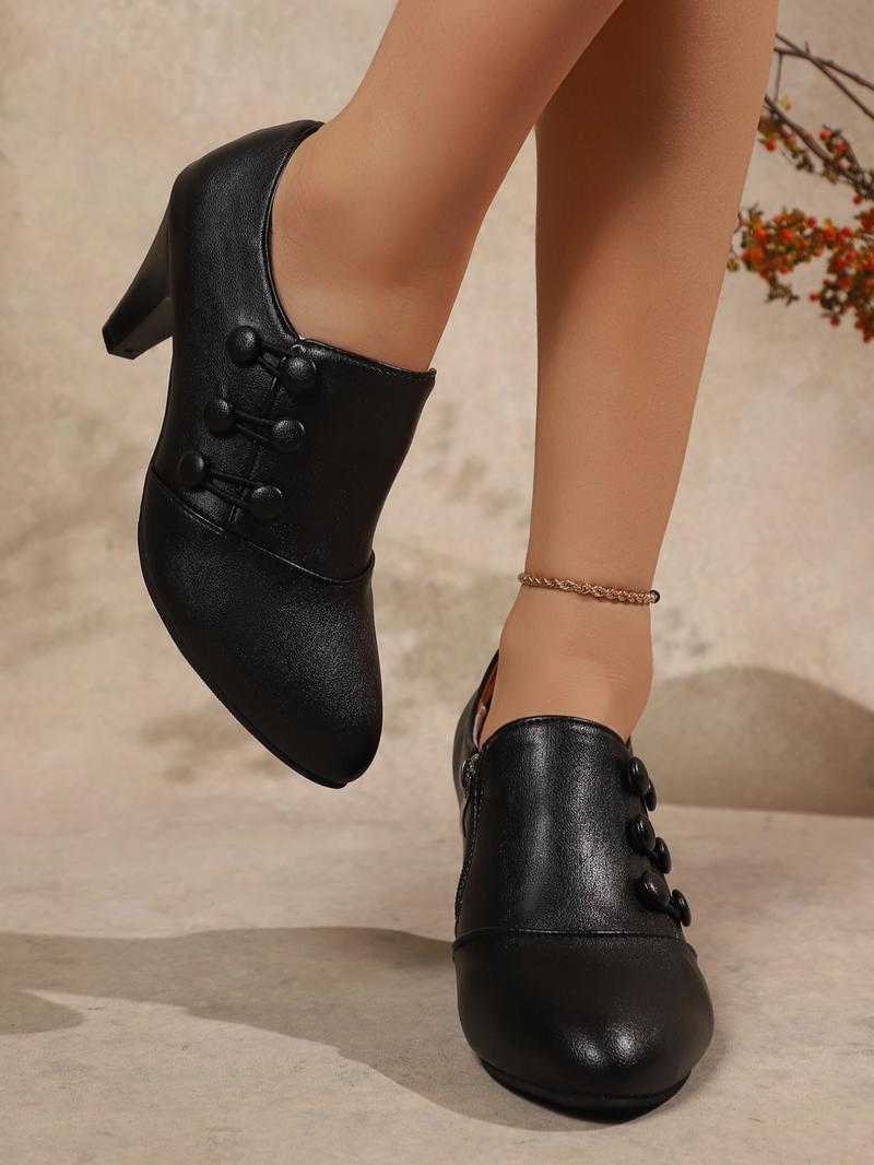 Women's Short Boots, Chunky Heel Design, Thick Heeled Boots, Fashionable Comfort Shoes, Perfect Casual Match, Durable Structure, Stylish and Comfortable