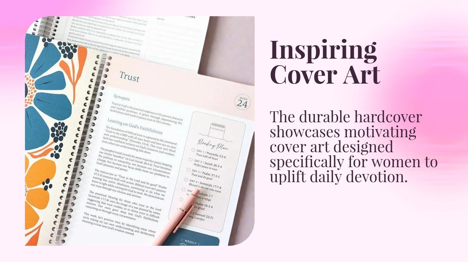 52-Week Bible Study Guide: A year-long daily devotional with Scripture, reflection questions, and prayer prompts (women only) – spiral-bound with an inspiring cover and durable hardcover