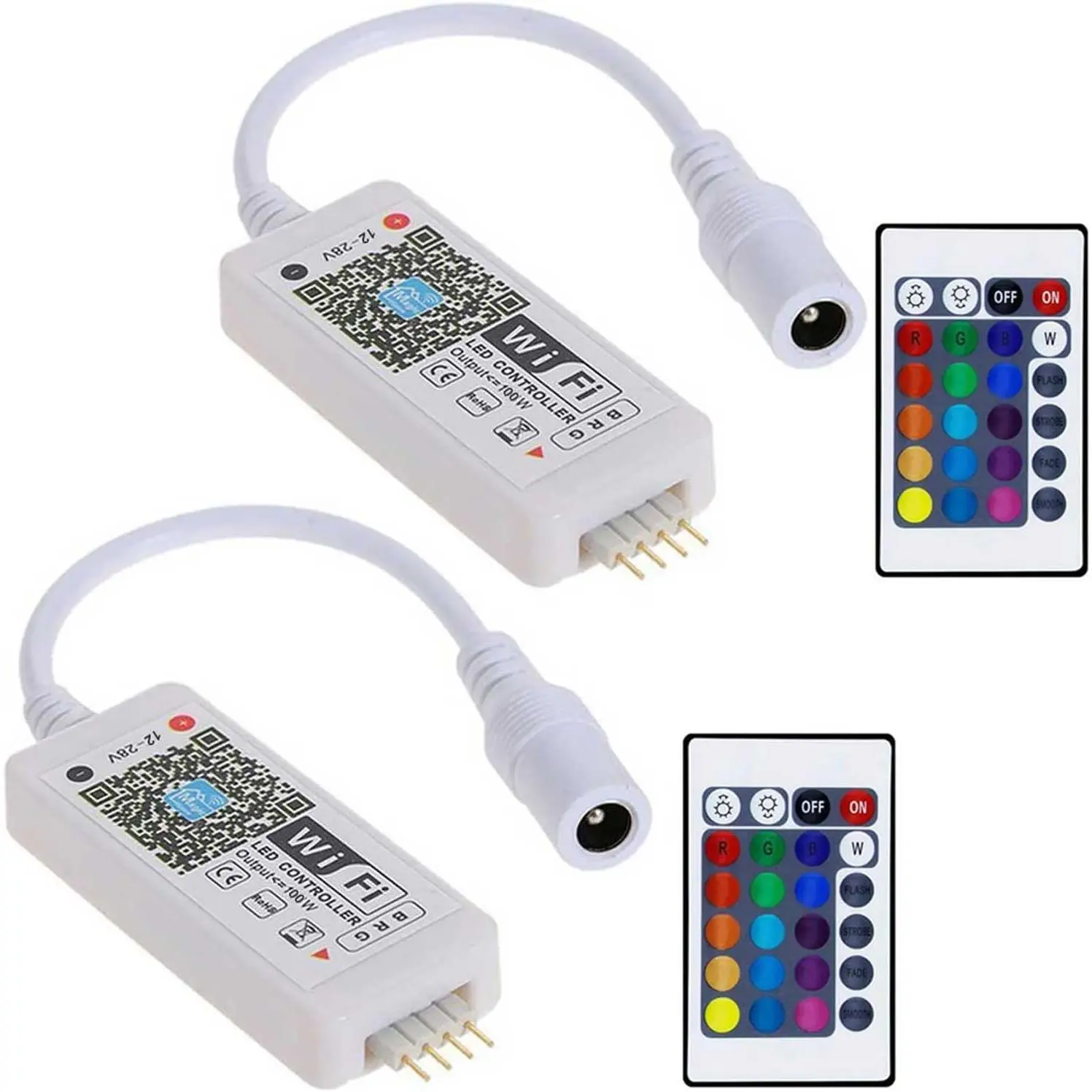 LED WiFi Controller,   24  RF Remote Control for GRB BGR RGB LED Strip Lights, Compatible with Alexa  Assistant IFTTT with Free Magic  App (2 Pack)