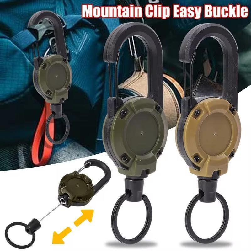 5-Pack Retractable Badge Holder with 60cm Steel Cable, Heavy-Duty Plastic Body and Aluminum Carabiner Keychain for Hiking, Fishing, and EDC, Sturdy, Fishing Gear, Snap Lock, Compact