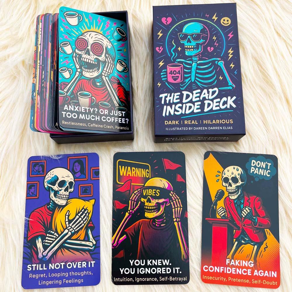 The Dead Inside Deck Tarot Cards, 54 Cards (13 × 8 cm) Skeletal Divination Oracle for Mood Relief, Spiritual Fatigue Relief, Tarot Card Decks