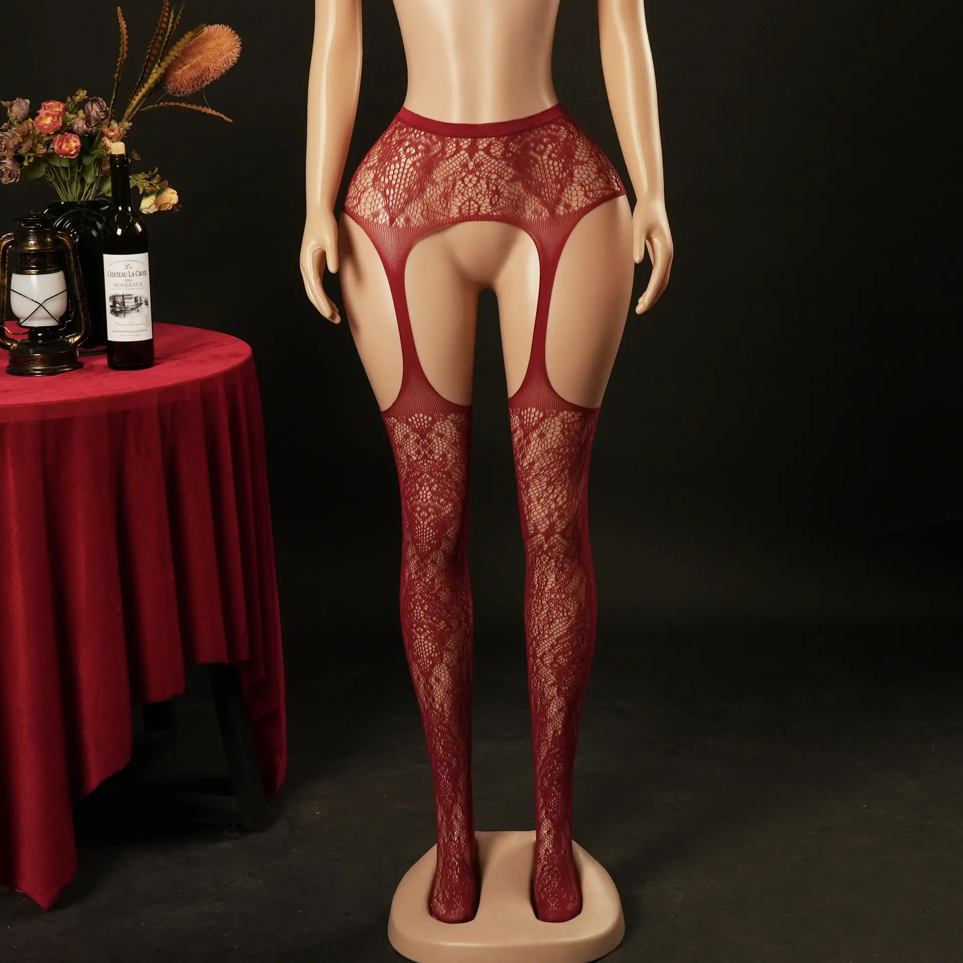 Women's OneSize High-Waisted Anti-Snag Fishnet Pantyhose - Leg-Shaping Alluring Style Lingerie
