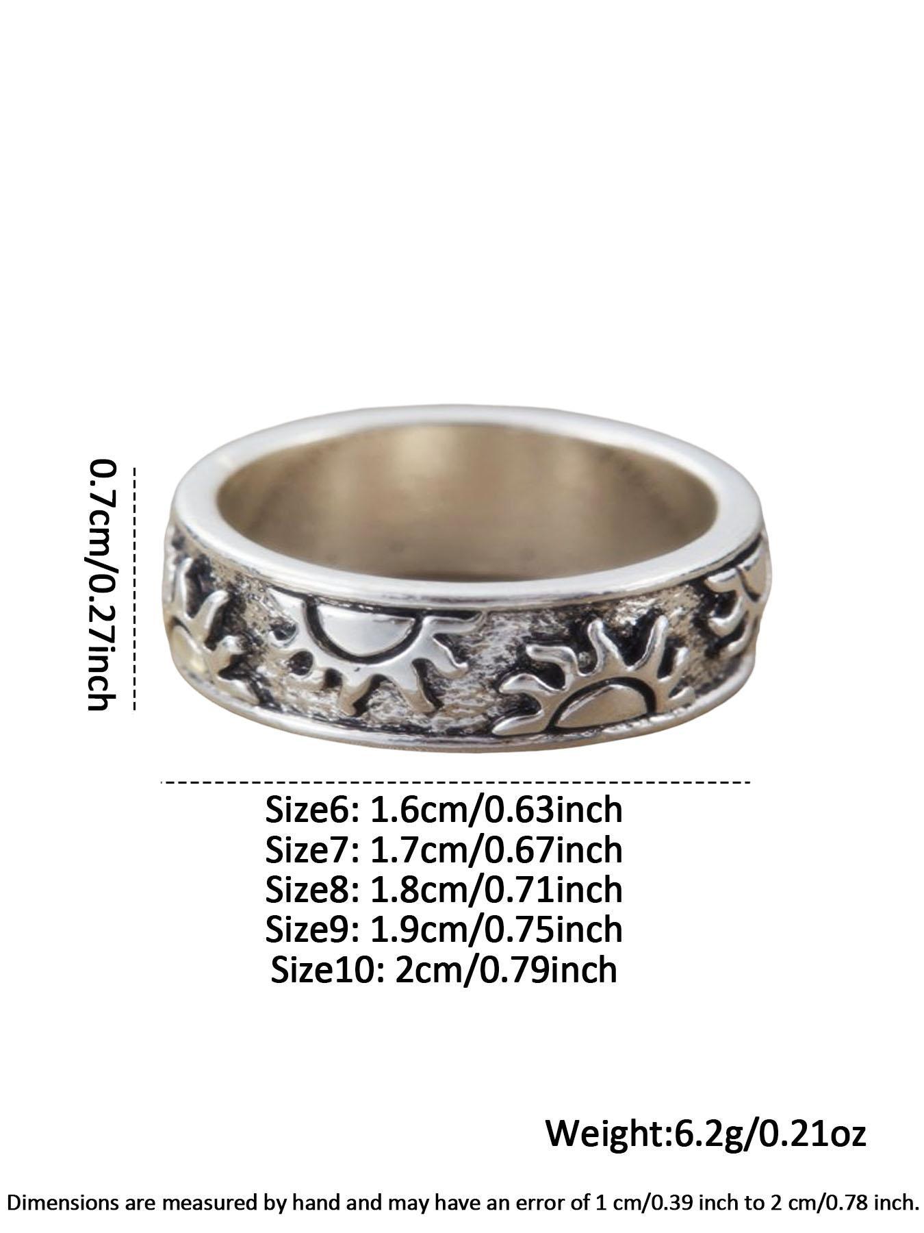 Vintage Punk Sun Ring, Antique Silver Color, Unisex Couple Jewelry, Fashionable Jewelry, Creative Daily Wear, Party Accessory, Unique Design, Statement Ring, Punk Style Ring, Unique Rings
