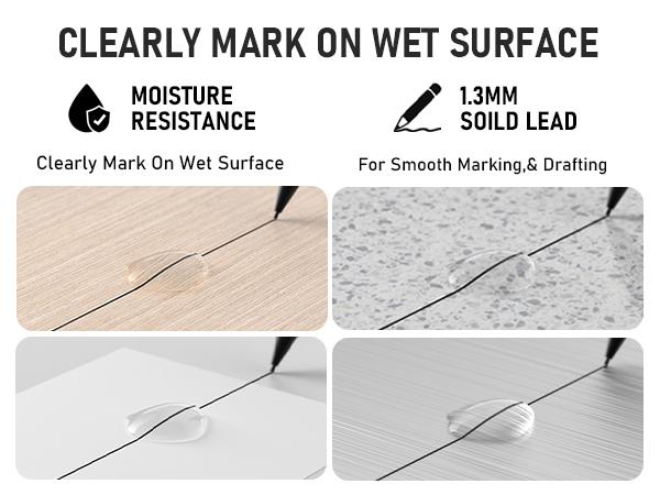 Nicpro 3 Pack 1.3 mm Mechanical Pencil Set with 36 Lead Refill, 3 Eraser - Weatherproof Metal MP2000 Heavy Duty Carpenter Pencil for Outdoor Marking Drafting Drawing Woodworking, Office Stationery Supplies