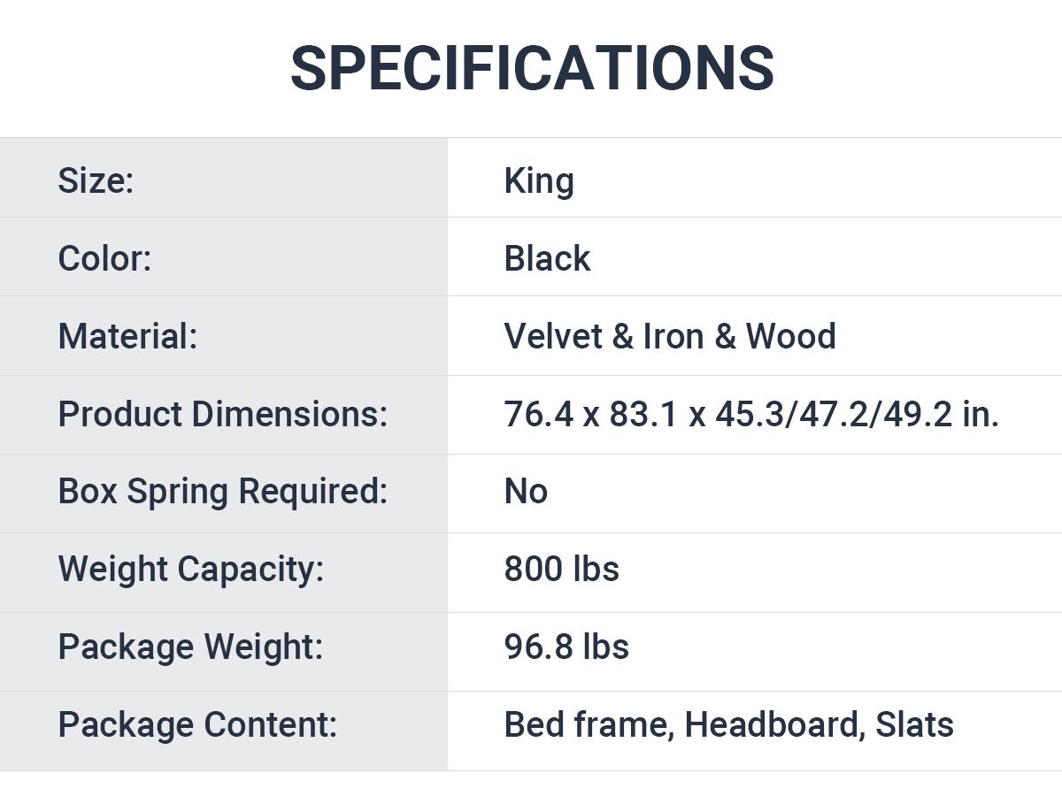 Allewie Full/Queen/King Velvet Upholstered Bed Frame - 【Frame Only No Mattress】Adjustable Tiara Headboard with Diamond Button Tufting & Wood Slats, Black, #TikTokShopBlackFriday #Christmas Gifts