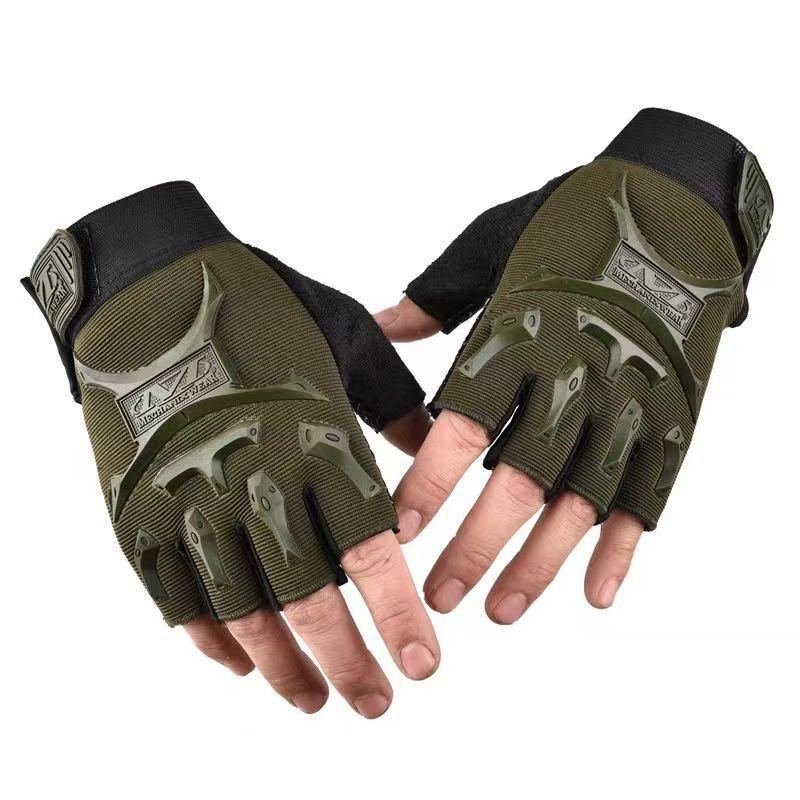 Unisex Adult Half-Finger Bicycle Gloves with Little Seal Print, Anti-Skid Protection for Outdoor Cycling, Fitness - Black