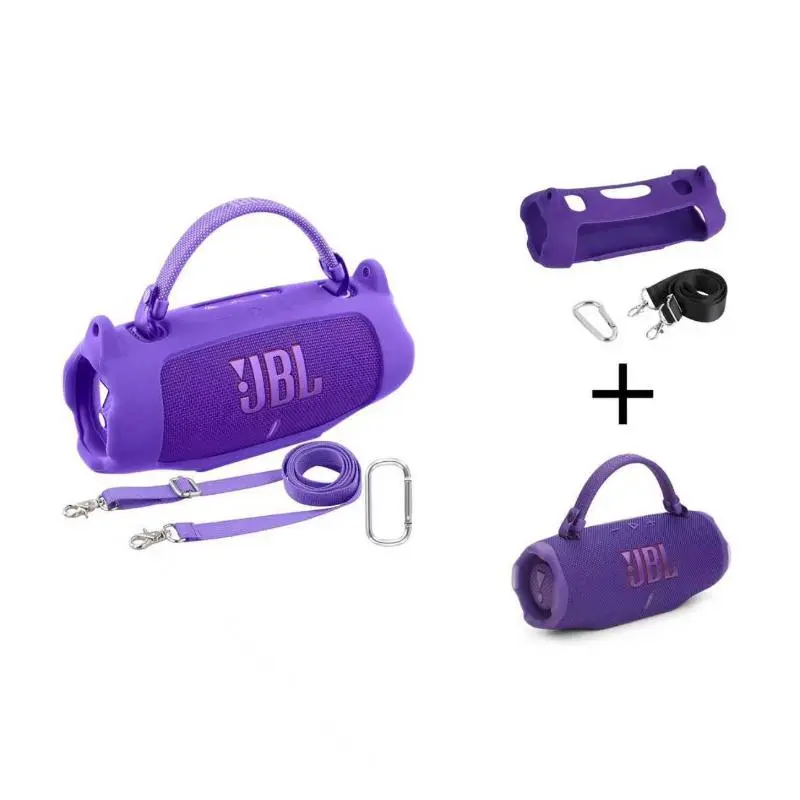 party essential  drop-resistant  music JBL Charge 6  cover Waterproof Portable Bluetooth Speaker Silicone Case,Soft Protective Sleeve Cover with Shoulder  Strap for JBL Charge 6 Speaker (Black), waterproof outdoor portable speaker bluetooth
