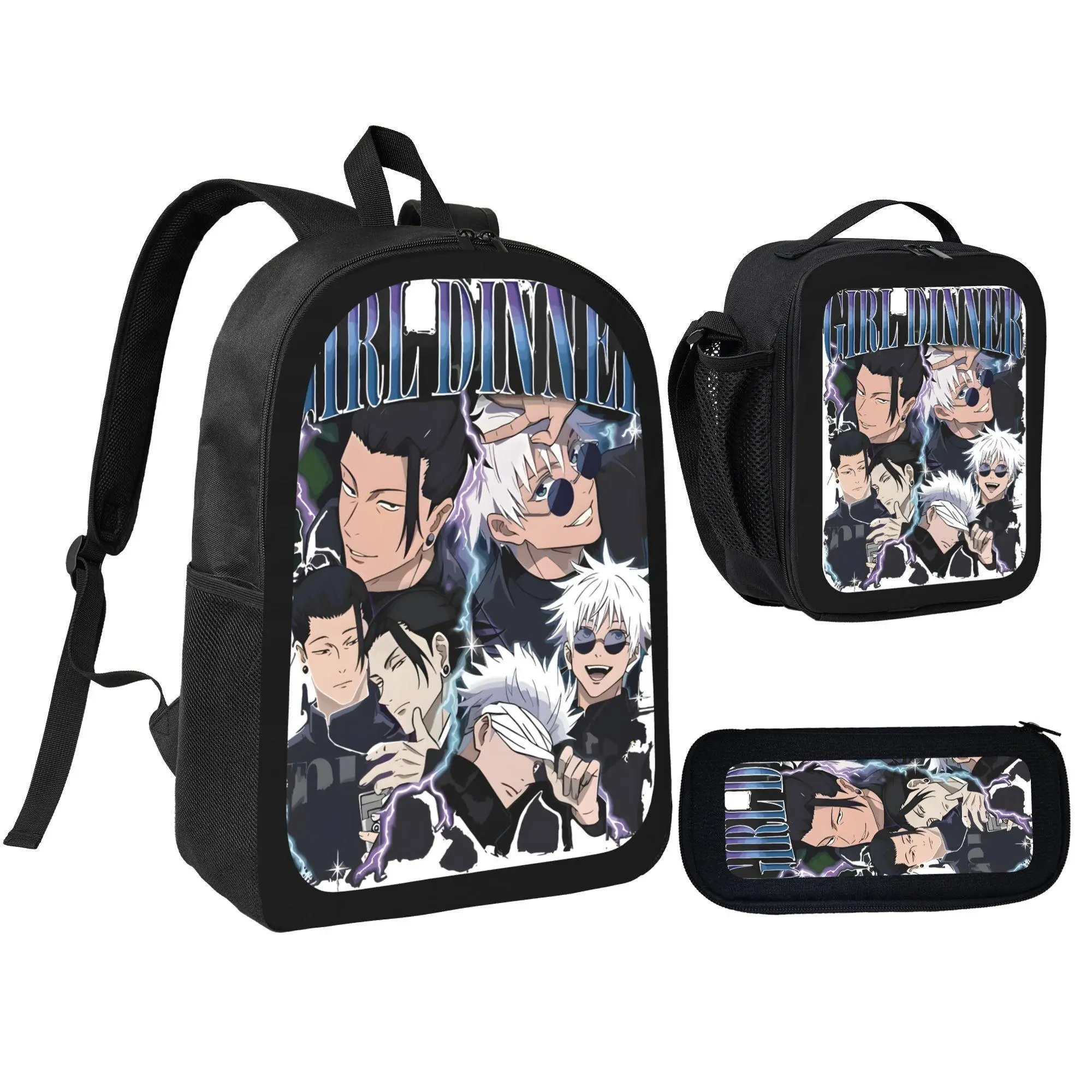 3Pcs/Set Anime Satoru Gojo 3D Printed Backpacks for Laptops - School Supplies Computer Bag, Anime Manga Character Graphic Backpacks for Students, Back To School Haul, Character Art, Backpacks For School