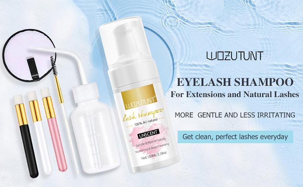 7 Counts 3.38oz Lash Shampoo for Eyelash Extensions Set Gentle Lash Mousse Cleanser with Lash Brushes for Clean Lashes Nourishing Cleansing